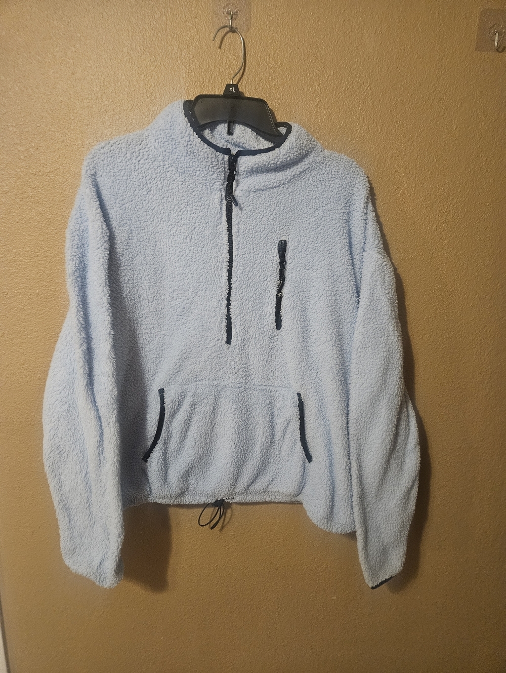 Derek Heart Womens Light Blue Sherpa Long Sleeve Pullover Sweatshirt Top XL